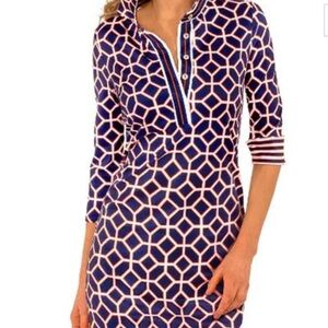 Gretchen Scott Designs Navy and White Geometric Dress